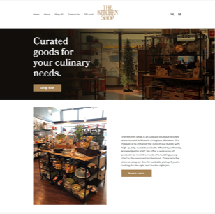 Landing page, The kitchen shop