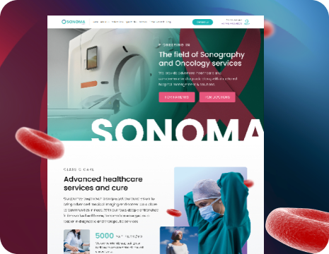 Sonoma healthcare website homepage showcasing sonography and oncology services.