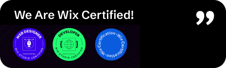 Wix certified badges for web designer, developer, and custom application.